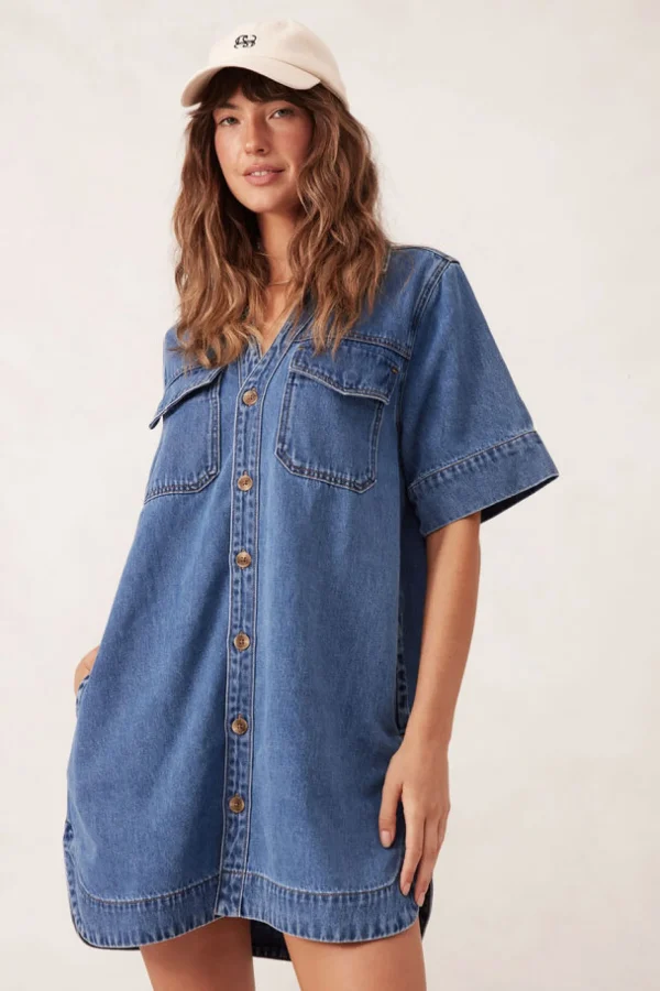 Ceres Life Relaxed Shirt Dress - Fresh Indigo