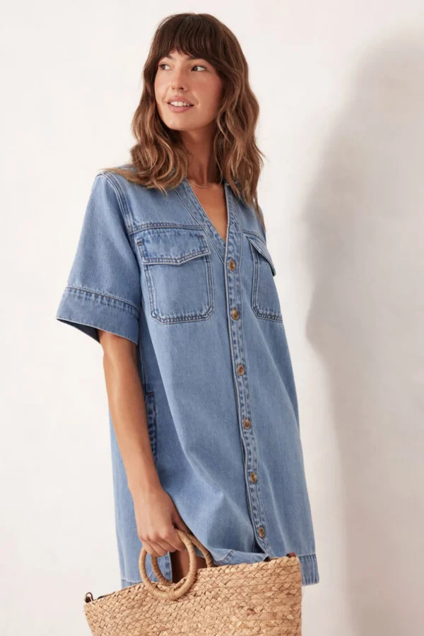 Ceres Life Relaxed Shirt Dress - Mid Vintage Blue