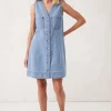 Ceres Life Seamed Mini Shift Dress - Vintage Blue