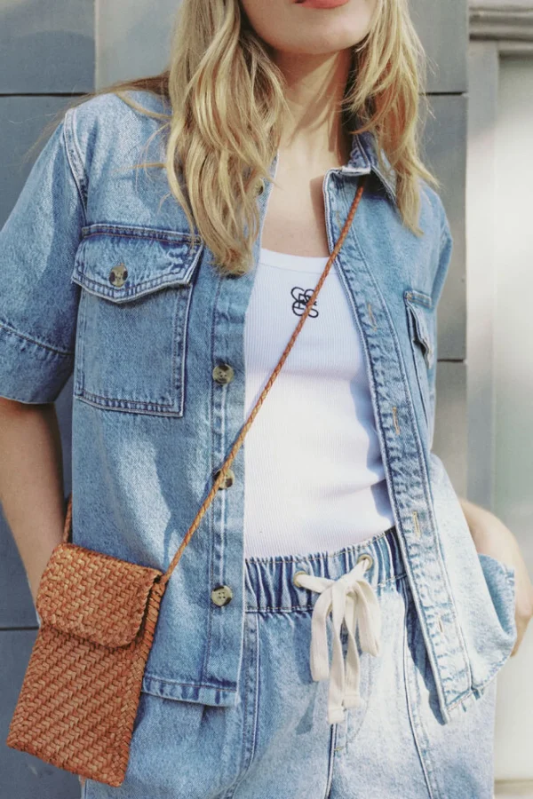 Ceres Life Short Sleeve Boxy Shirt - Vintage Blue Denim