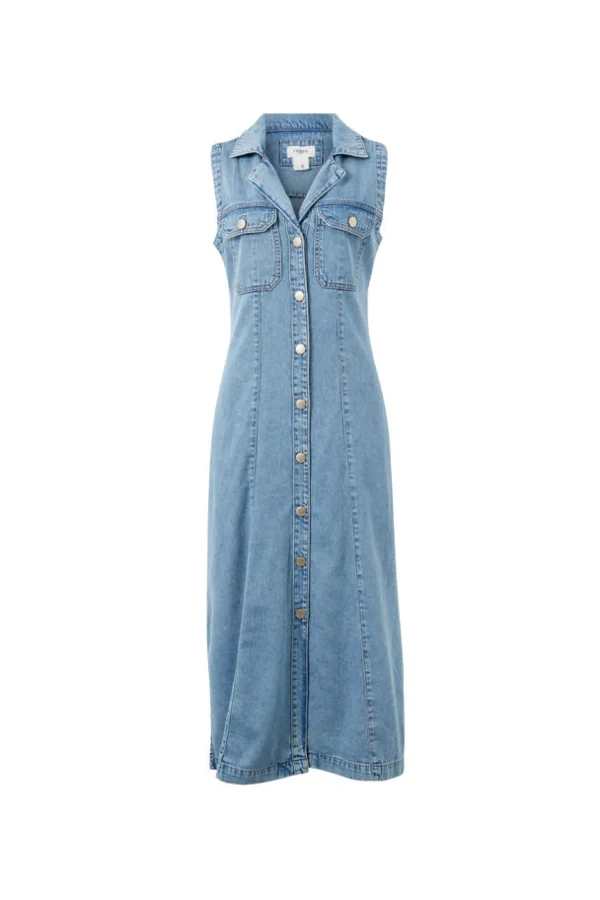 Ceres Life Sleeveless Panelled Midi Shirt Dress - Vintage Blue