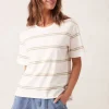 Ceres Life Slouchy Split Hem Tee - Vanilla/Matcha Double Stripe