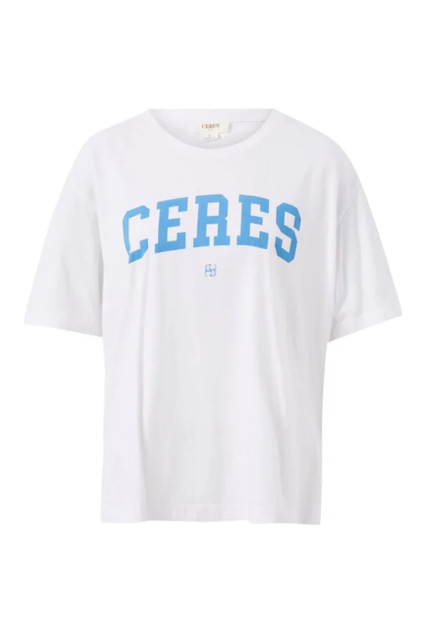 Ceres Life Slouchy Split Hem Tee - White/Ceres Varisty Pool Blue