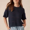 Ceres Life Square Knit Boxy Tee - New Navy