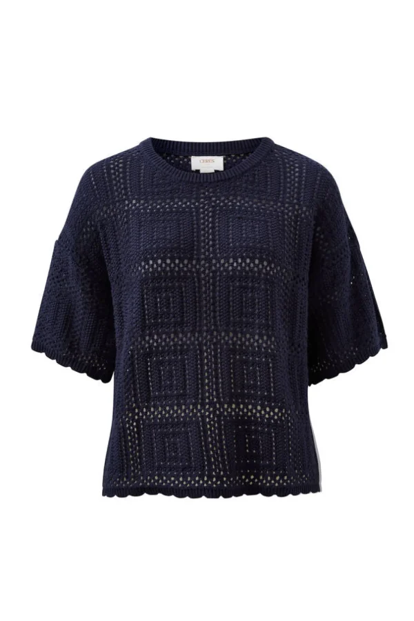 Ceres Life Square Knit Boxy Tee - New Navy