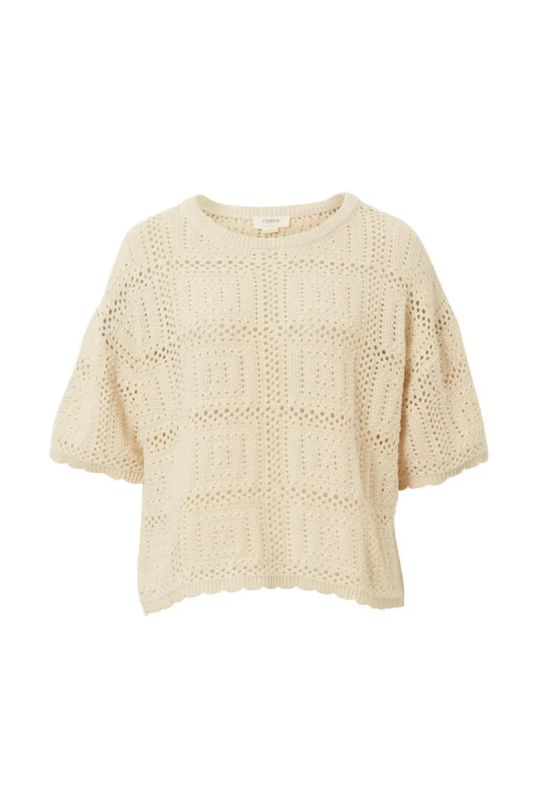 Ceres Life Square Knit Boxy Tee - Ecru