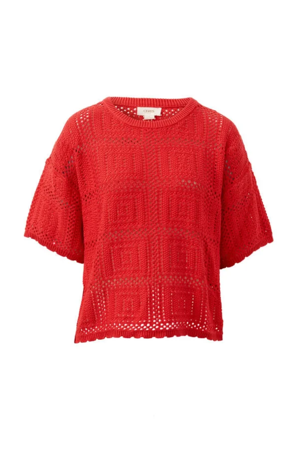 Ceres Life Square Knit Boxy Tee - Heritage Red