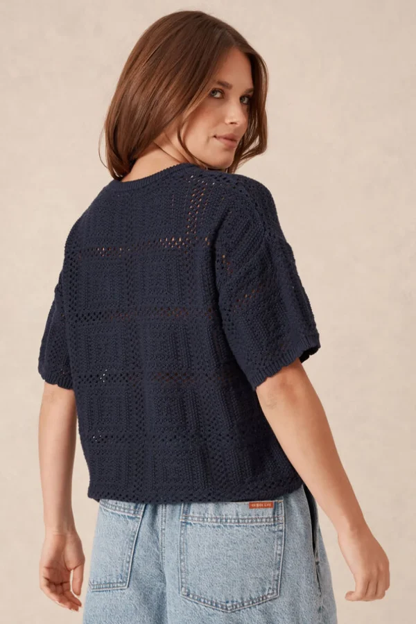 Ceres Life Square Knit Boxy Tee - New Navy