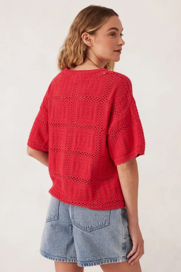 Ceres Life Square Knit Boxy Tee - Heritage Red