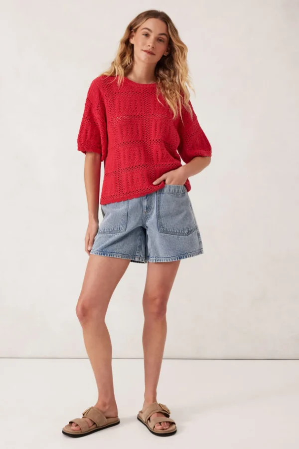 Ceres Life Square Knit Boxy Tee - Heritage Red