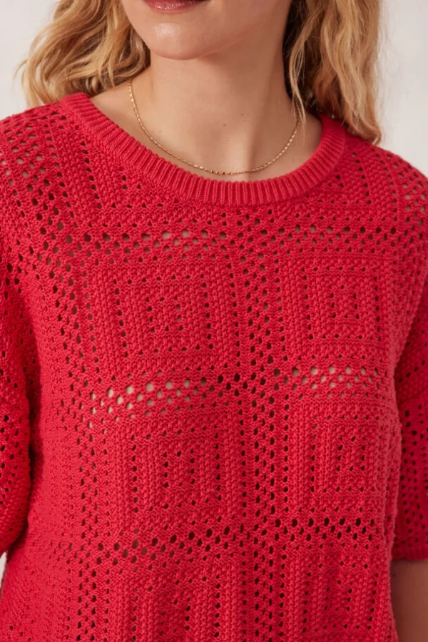 Ceres Life Square Knit Boxy Tee - Heritage Red