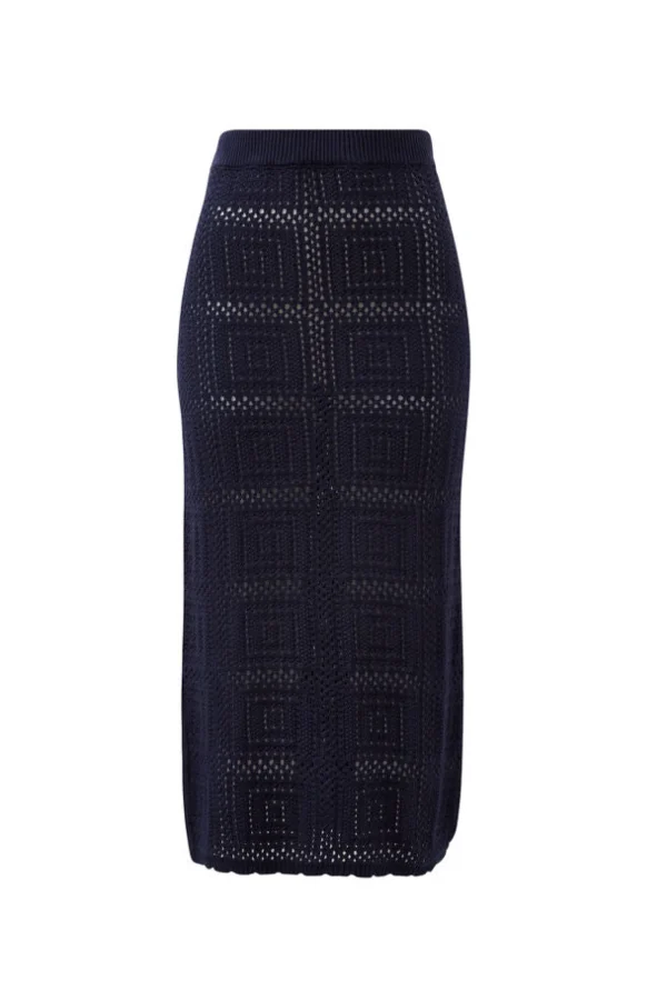 Ceres Life Square Knit Midi Skirt - New Navy