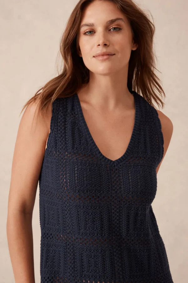 Ceres Life Square Knit Midi Tank Dress - New Navy