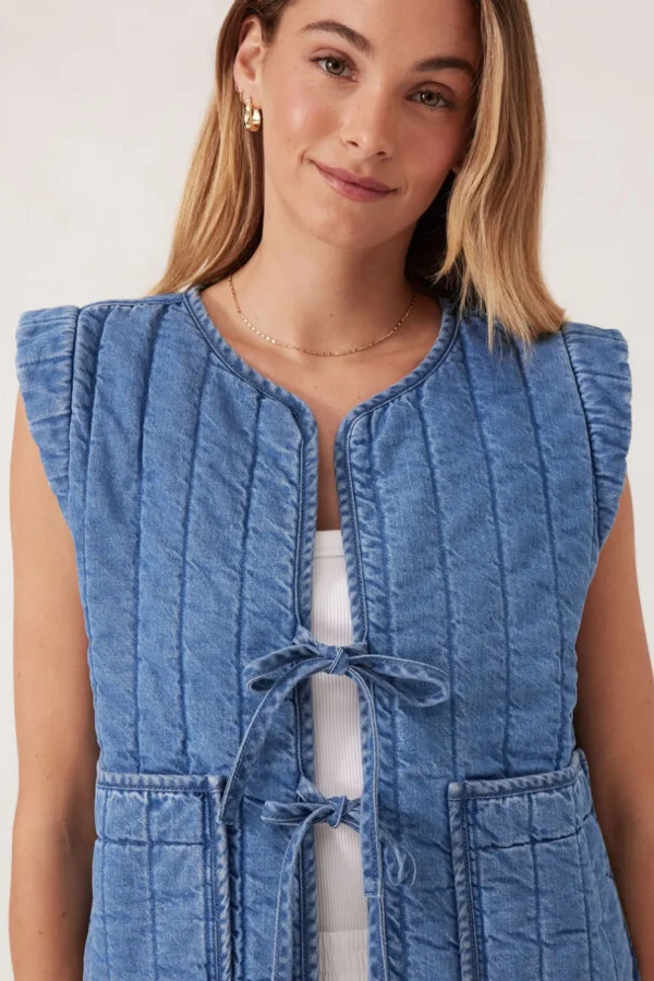 Ceres Life Tie Quilted Vest - Worn Blue