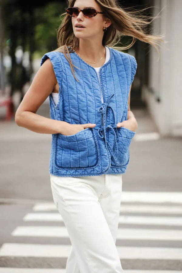 Ceres Life Tie Quilted Vest - Worn Blue