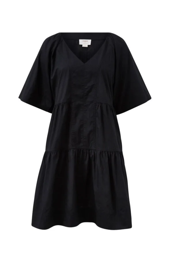 Ceres Life Tiered Poplin Mini Dress - Black