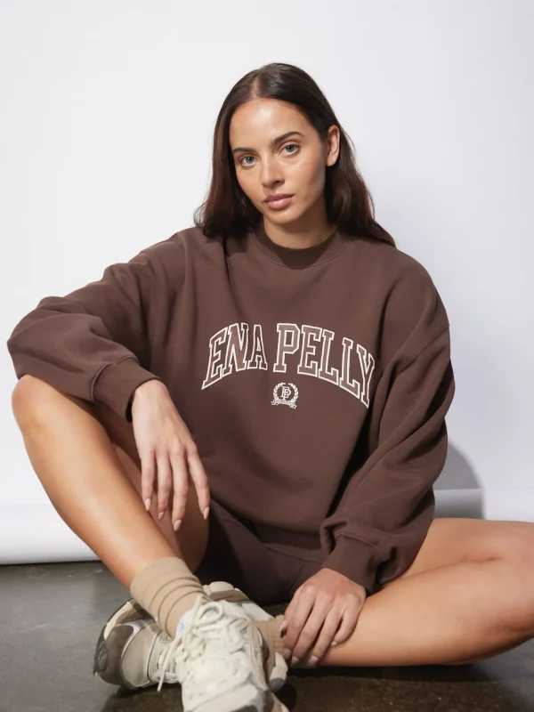 Ena Pelly Classic Collegiate Sweatshirt - Mocha