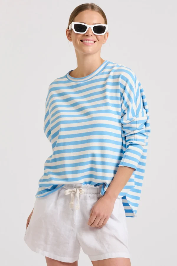 Est 1971 Raw Summer Sweatshirt - Blue/White Stripe