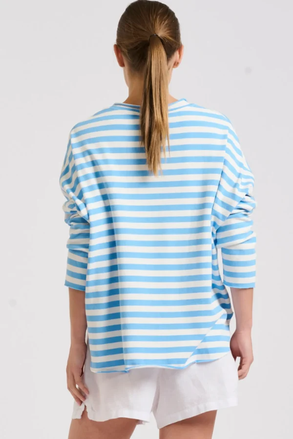 Est 1971 Raw Summer Sweatshirt - Blue/White Stripe