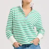 Est 1971 Rugby Frill Collar Cotton Sweatshirt - Green Stripe