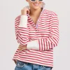 Est 1971 Rugby Frill Collar Cotton Sweatshirt - Raspberry Stripe