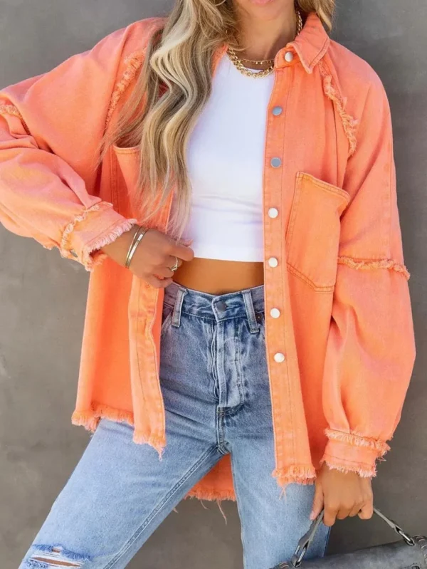 Eyes On Floyd Trixie Shirt Denim Jacket - Orange