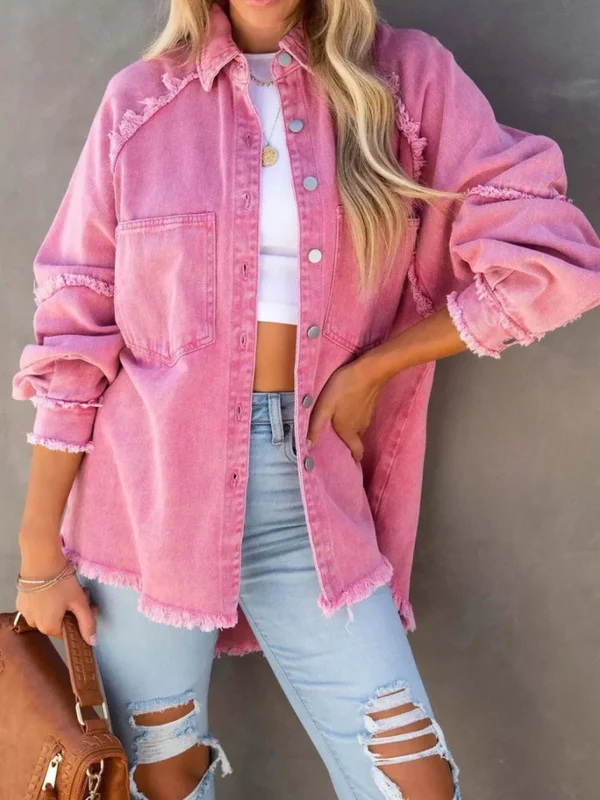 Eyes On Floyd Trixie Shirt Denim Jacket - Pink