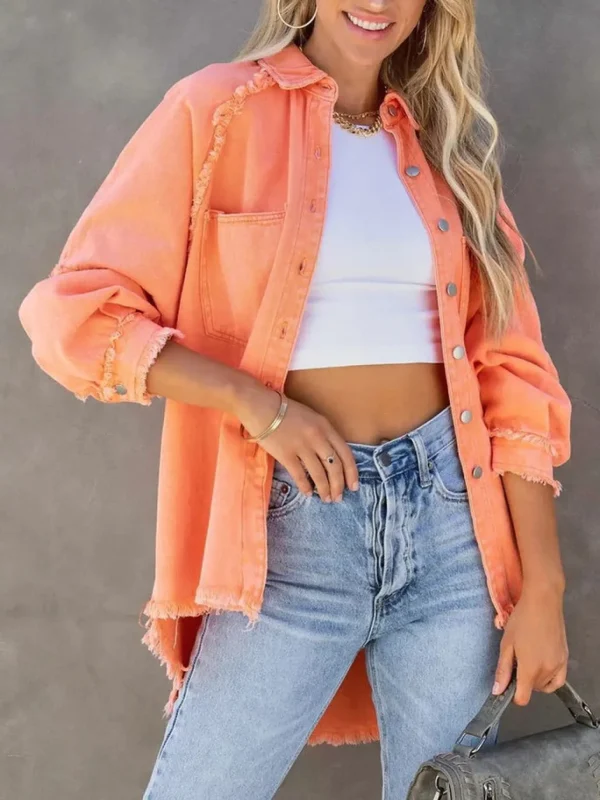 Eyes On Floyd Trixie Shirt Denim Jacket - Orange