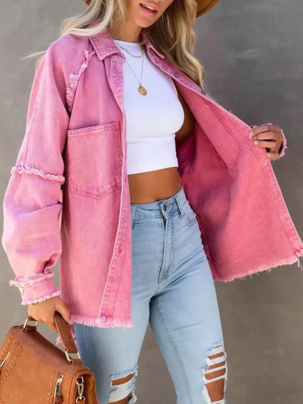 Eyes On Floyd Trixie Shirt Denim Jacket - Pink