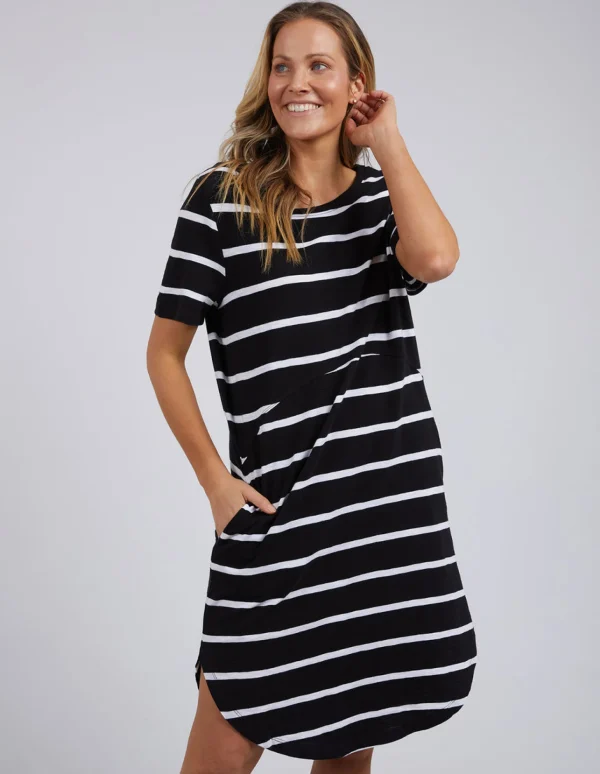 Foxwood Bay Stripe Dress- Black/White Stripe