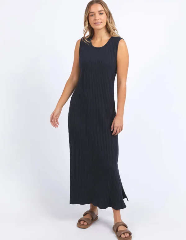 Foxwood Pippa Rib Dress Navy - Dark Sapphire