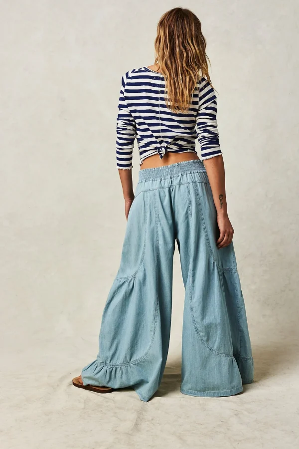 Free People Dawn on Me Wide Leg Jeans - Moonlit