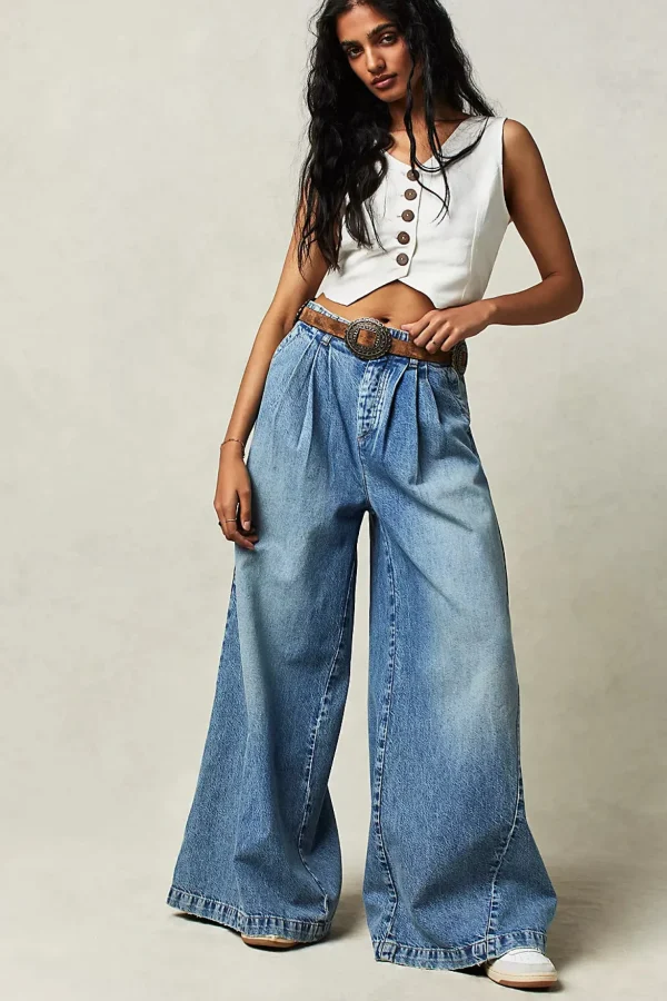 Free People Equinox Denim Trouser - Open Sky