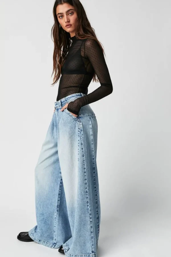 Free People Equinox Denim Trouser - Open Sky