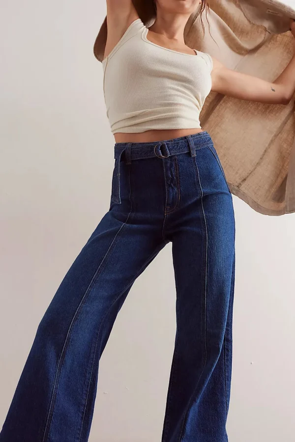 Free People Ryla A Line Jean - Dreamscape Blue