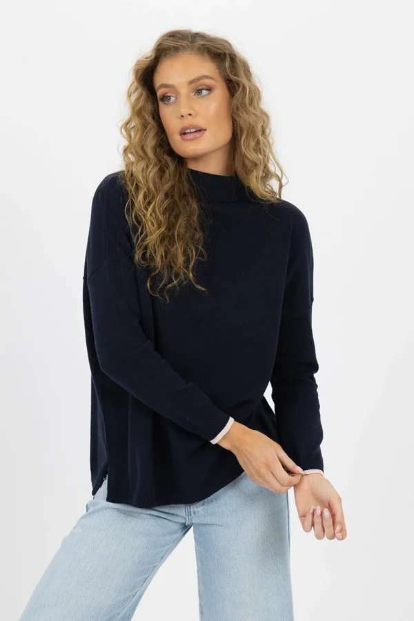 Humidity Heidi Knit Top - Navy