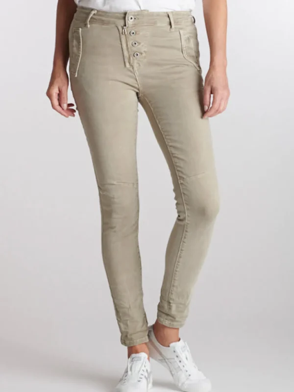 Italian Star Button Jean - Beige