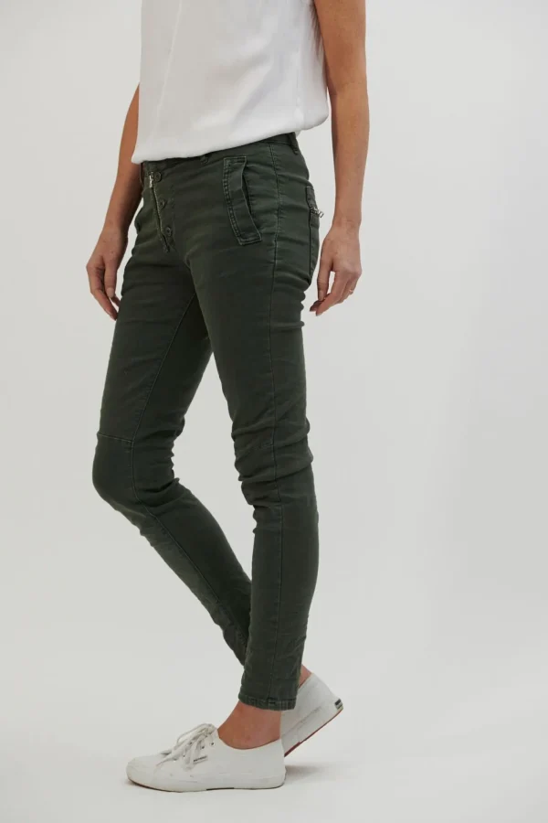 Italian Star Button Jean - Military