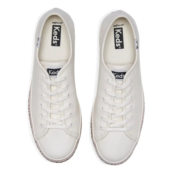 Keds Triple Up Leather Leopard Stripe - White/Tan