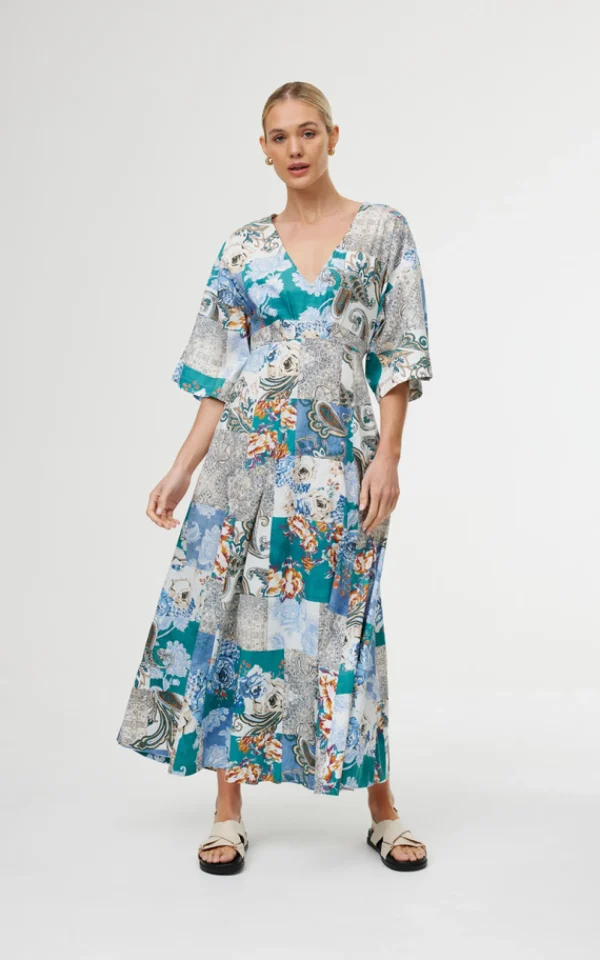 Kinney Ellis Dress - Cyan Patchwork