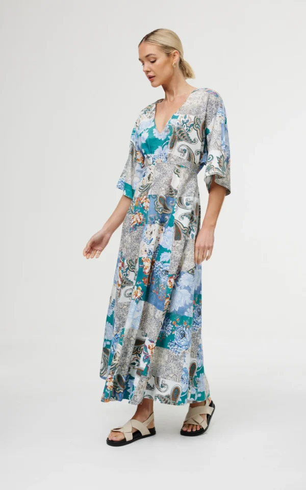 Kinney Ellis Dress - Cyan Patchwork