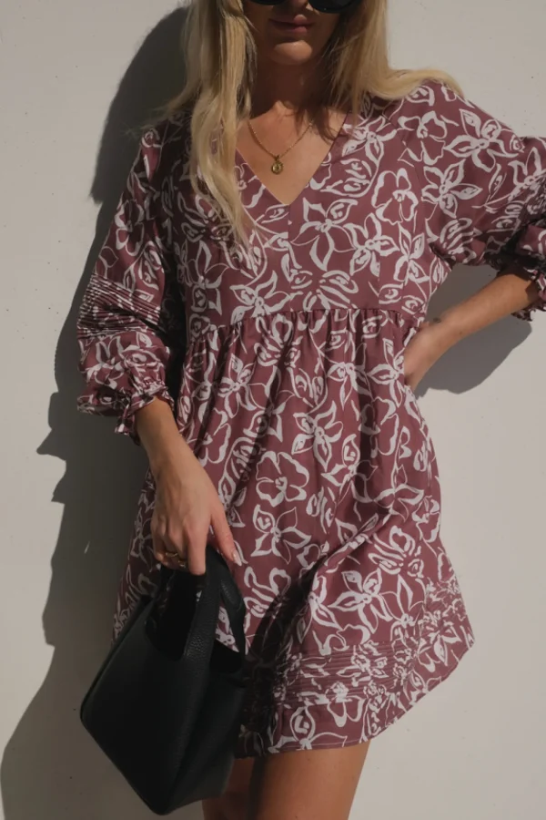 Lunar Fox Stevie Linen Dress - Sangria