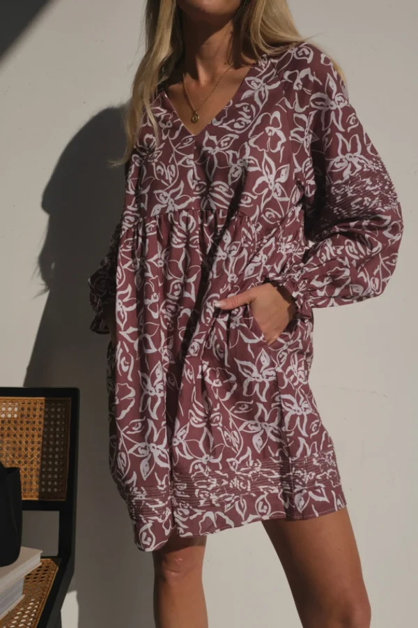 Lunar Fox Stevie Linen Dress - Sangria