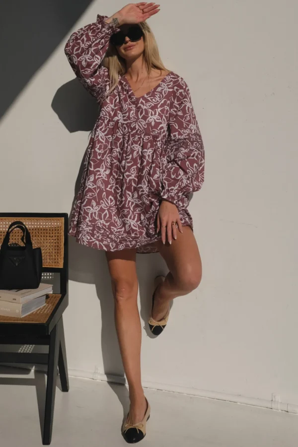 Lunar Fox Stevie Linen Dress - Sangria