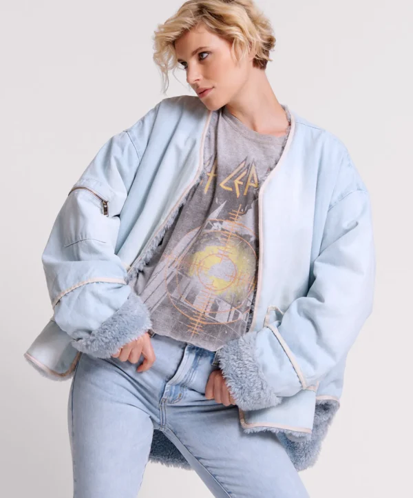 One Teaspoon Blue Space Teddy Throwover Denim Jacket