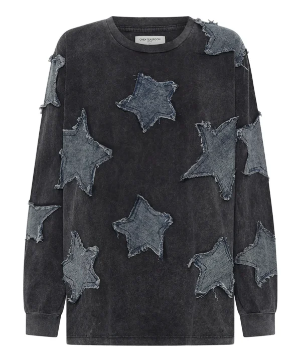 One Teaspoon Denim Star Boyfriend Longsleeve Tee - Black Acid