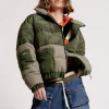 One Teaspoon Dirtee Love Camo Puffa Jacket - Khaki