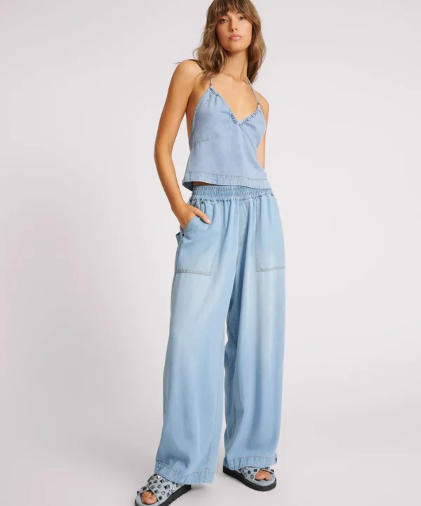 One Teaspoon Tencel Parachute Pants - Soft Blue