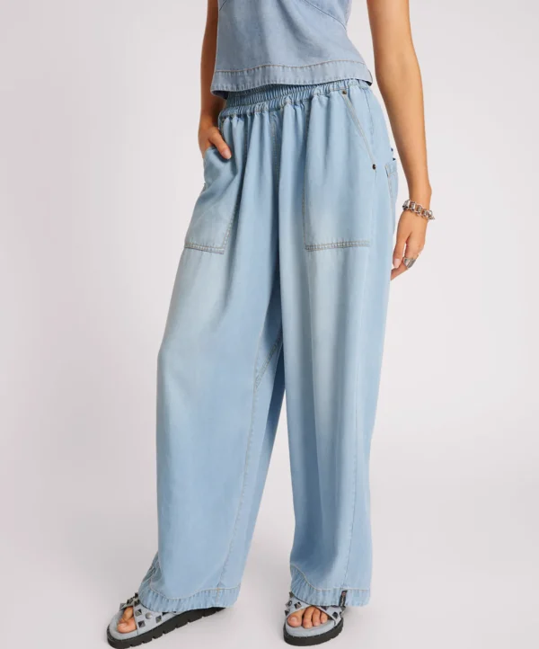 One Teaspoon Tencel Parachute Pants - Soft Blue