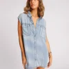 One Teaspoon Tencel Shirt Dress - Soft Blue